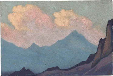 Himalaya av Roerich, Nicholas (1874-1947). Tempera på kartong, storlek: 30,5x45,7