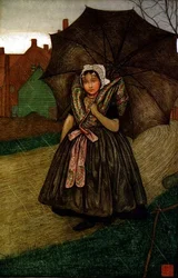 Dutch Girl in the Rain (pastell på papper)