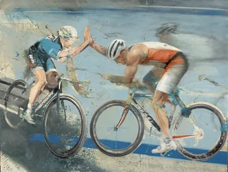 Cyklister, 2021 (olja på duk)
