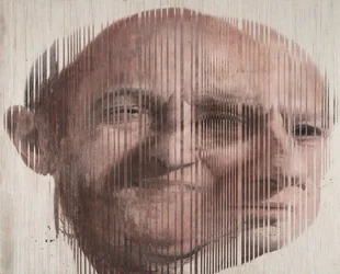 Face Fusion I, 2007 (olja på duk skuren och applicerad på skiva)