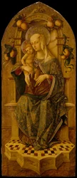 Madonna and Child Enthroned, c.1475-90 (tempera på trä, guldslipad)