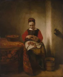 Ung kvinna som skalar äpplen, ca. 1655.