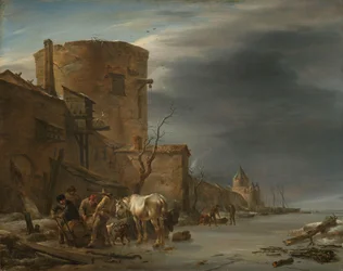 Stadsmuren i Haarlem på vintern