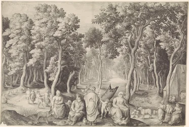 Bondefamilj i en skog