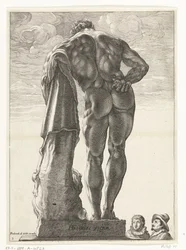 Hercules Farnese Hercules Victor (titel på objekt) Tre antika statyer i Rom efter Goltzius (serietitel)