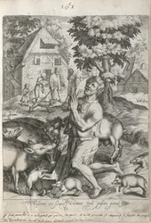 The Prodigal Son Among The Swine, skylt 5 från The Story of the Prodigal Son
