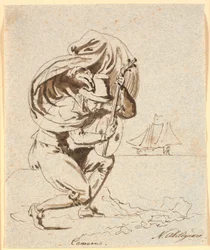 Den portugisiske poeten Camoêns i profil till höger