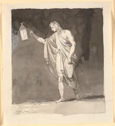 Diogenes lyser i mörkret med en lykta