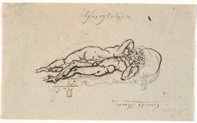 Odysseus och Calypso, liggande nakna på en säng