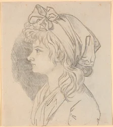 Profilporträtt av målarens andra fru Juliane Marie Abildgaard, född Ottesen. Förberedelse för porträtt i Frederiksborgsmuseet