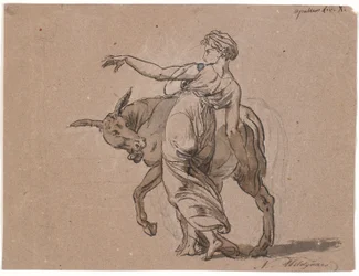 Scen från Apuleius "The Golden Ass" Bok 10. Den framstående damen uppmuntrar åsnan