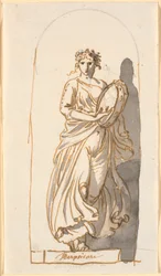 Terpsichore, dansens mus, som en staty i en nisch