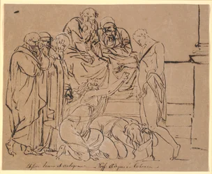 Theseus bönfaller av Ismene och Antigone. Efter Sofokles