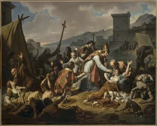 Monsignor de Belsunces hängivenhet under pesten i Marseille, 1720, före 1819.