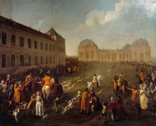 Hallali av rådjuren i Chantilly stora stall (13 september 1776). Målning av Anne Nicolas Dubois (1759 -?)