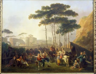 Bydansmålning av Nicolas Taunay (1755-1830) Reims från 1800-talet, Musee des Beaux Arts