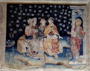 Upphängning av uppenbarelse (1373 -1383), n. 71: Domare. Gobeläng av Nicolas Bataille (1330-1405)