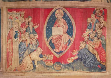 De tjugofyra äldste böjer sig ned inför Gud, från Apocalypse Tapestry of Angers, 1373-87 (gobeläng)