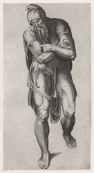 Josef av Arimathea, efter Michelangelos korsfästelsefresk i Cappella Paolina, V..., 1540-66.