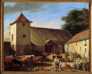 Gårdsrättsmålning av Nicolas Lepicie (1735-1784) 1784 sön. 0,64x0,77 m Paris musee du Louvren