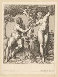 Adam och Eva frestas av ormen