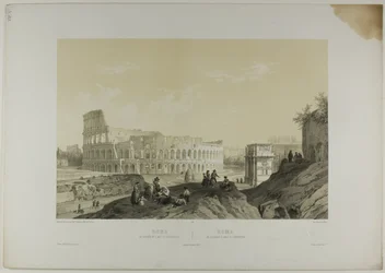 Rom: Colosseum och Konstantins båge, plansch 38 från Italie Monumentale et Pittoresque