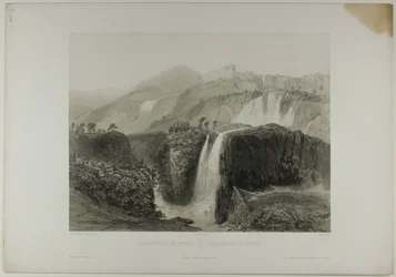Tivolis vattenfall, plansch arton från Italie Monumentale et Pittoresque