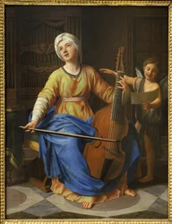 Saint Cecile. Målning av Nicolas Colombel (1646-1717), olja på trä. Fransk konst 1600-1700-talet. Musée des Beaux Arts de Rouen.