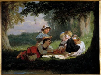 Le gouter champetre Målning av Nicolas Gabe (1814-1865) Privat samling från 1800-talet