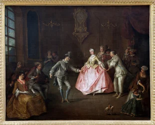 Före kostymbalen, Oljemålning på duk av Nicolas Lancret (1690-1743). Fotografi, KIM Youngtae, Nantes, Musee des Beaux Arts de Nantes.