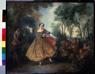 ""Den dansande camargo"" (Miss Camargo Dancing) Marie Anne de Cupis Camargo kallade Camargo (1710-1770) för dans. Målning av Nicolas Lancret (1690-1743) Början av 1700-talet Mått 45x55 cm Eremitagemuseet, Sankt Petersburg