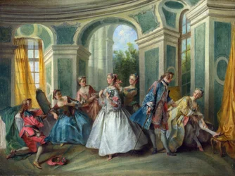Lancret, Nicolas (1690-1743) Människans fyra åldrar: Ungdom Olja på duk Rokoko ca 1735 France National Gallery, London 34,3x45,3 Målning