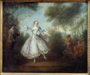 Dansaren Marie Anne Cuppi (1710-1770) kallade den dansande Camargo. Målning av Nicolas Lancret (1690-1743)