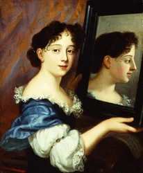 En dam som håller i en spegel, ca 1660 (olja på duk)