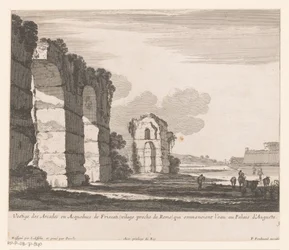 Landskap med ruiner och koskötare Vestige des Arcades ou Aqueducs de Friscati (...) (titel på objekt)