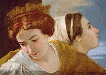 Detalj av The Adoration of the Golden Calf, före 1634 (olja på duk)