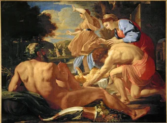 Moses exponerad av sin mor (olja på duk)