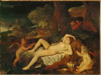 Liggande Venus och Amor (olja på duk)