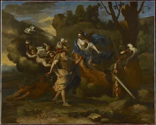Venus, Aeneas moder, presenterar honom med armar smidda av Vulcan, ca 1635 (olja på duk)