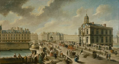 Pont-Neuf och Samaritaine-pumpen, sett från Quai de la Mégisserie