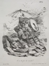 Litografiska skisser: Det är världens ände! frontispice, 1824.