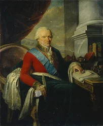 Porträtt av prins Mikhail Mikhailovich Shcherbatov 1733-1790, sent 1700-tal.