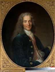 Porträtt av Francois Marie Arouet dit Voltaire (1694-1778) vid 24 års ålder Målning av Nicolas de Largilliere (1656-1746) 1718 Sön. 0,8 x 0,65 m - Porträtt av Francois Marie Arouet kallad Voltaire (1694-1778) vid 24 års ålder. Målning av Nicolas de Largi