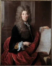 Porträtt av Jules Hardouin Mansart (1646-1708) arkitekt och föreståndare för kung Ludvig XIV:s byggnader Målning av Nicolas de Largilliere (1656-1746) 1600-talets Metz, Musee des Beaux Arts