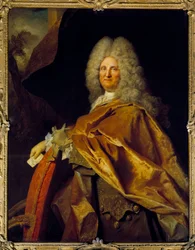 Porträtt av människan (Jacques de Laage (gjorde 1660), mottagare av storlekar, sekreterare till kung Ludvig XV 1718?) Målning av Nicolas de Largilliere (1656-1746) 1700-talet sön. 1,39x1,07 m