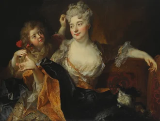 Spanska: Retrato de Marguerite-Elisabeth Forest de Largillierre y su hijo Nicolás
Tyska: Porträtt av Marguerite-Elisabeth Forest de Largillierre och hennes son Nicolás