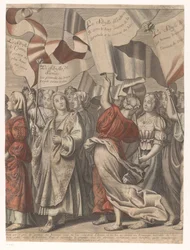 Kristi triumfprocession med figurer från Gamla och Nya testamentet (del tre) Jesu Kristi triumf (titel på objekt)