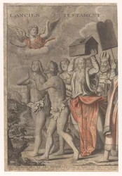 Kristi triumfprocession med figurer från Gamla och Nya testamentet (del ett) Jesu Kristi triumf (titel på objekt)