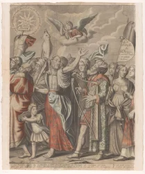 Kristi triumfprocession med figurer från Gamla och Nya testamentet (Del två) Jesu Kristi triumf (titel på objekt)