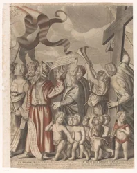 Kristi triumfprocession med figurer från Gamla och Nya testamentet (Del fyra) Jesu Kristi triumf (titel på objekt)